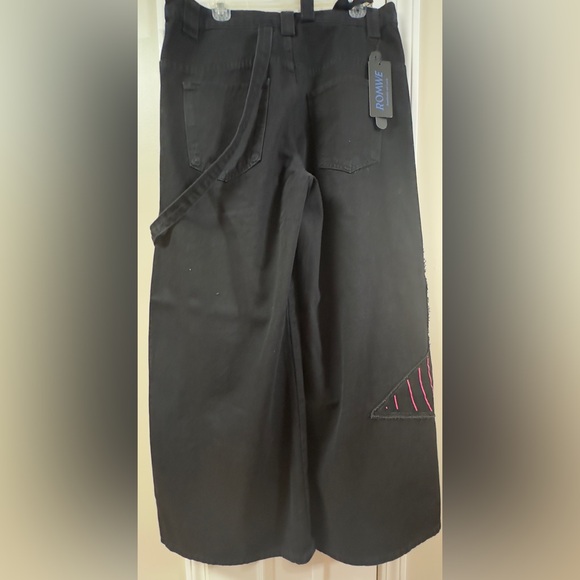 ROMWE Black Denim Overalls 36 x30 (B3) - Picture 2 of 4